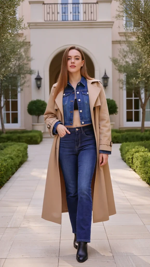 Denim Jacket Under a Trench Coat