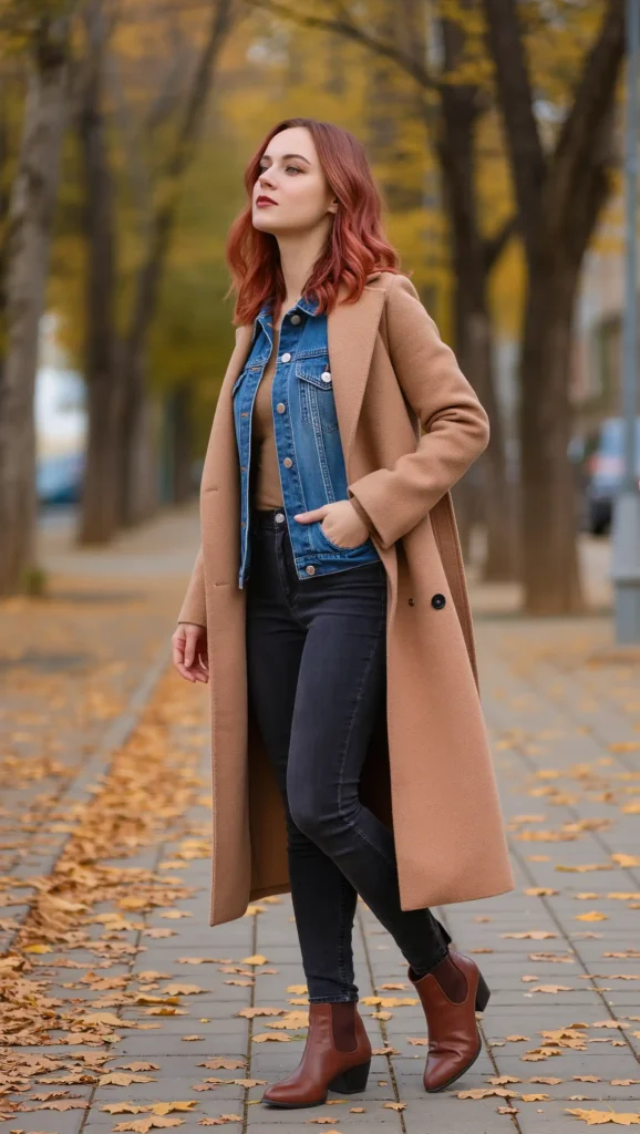 Denim Jacket Under a Wool Coat