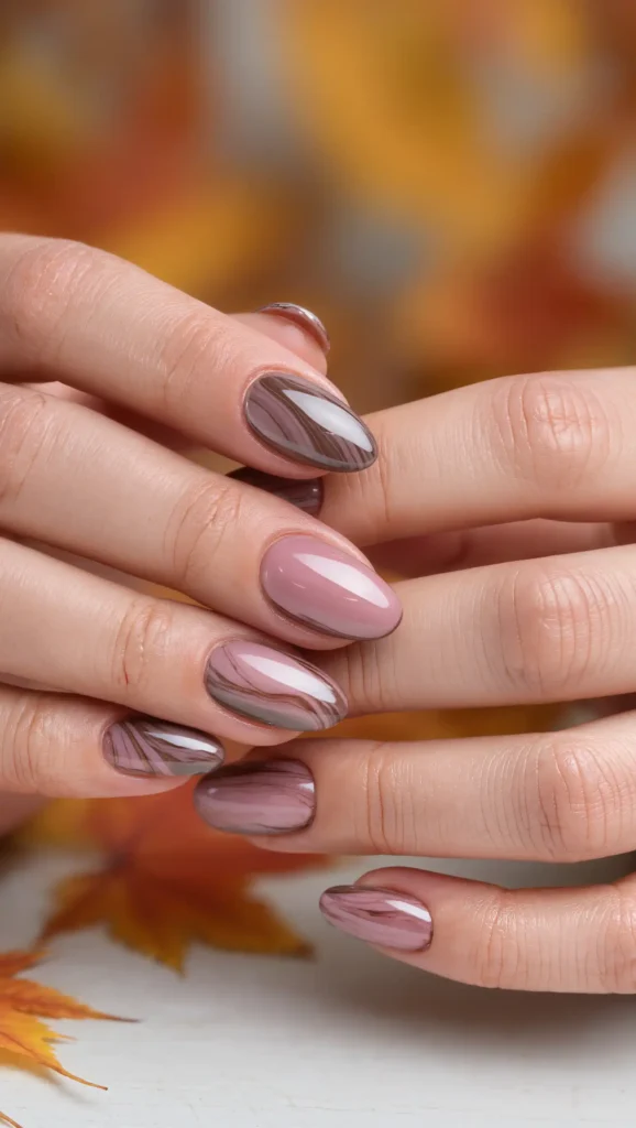 24 Fall Marble Nail Art Ideas 2026: Elegant Stone-Inspired Manicures You'll Love 16 Dusty Rose Marble