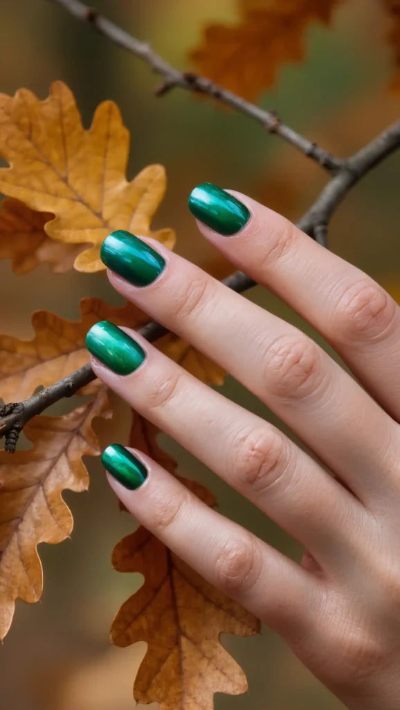 25 Fall Ombré Nail Ideas 2026: Beautiful Gradient Manicures for a Cozy Autumn Look 21 Emerald Forest Fade