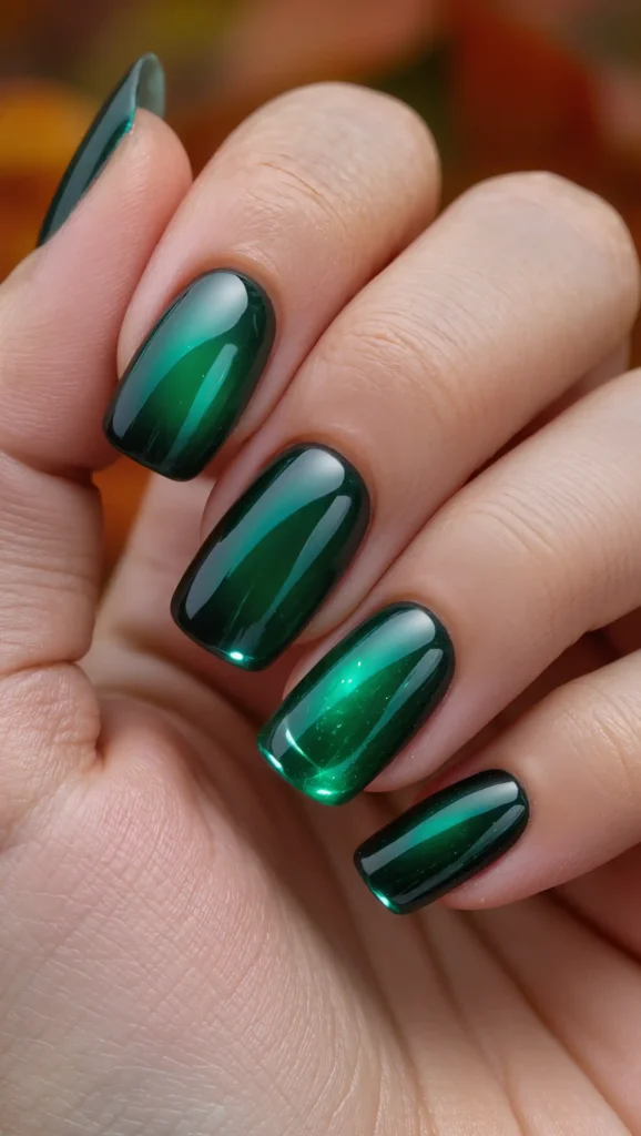 24 Fall Aura Nails Ideas 2026: Dreamy Gradient Manicures You'll Want All Season 13 Emerald Jewel Aura