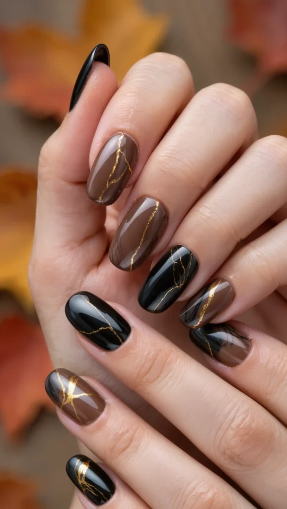 24 Fall Marble Nail Art Ideas 2026: Elegant Stone-Inspired Manicures You'll Love 2 Espresso Onyx Marble
