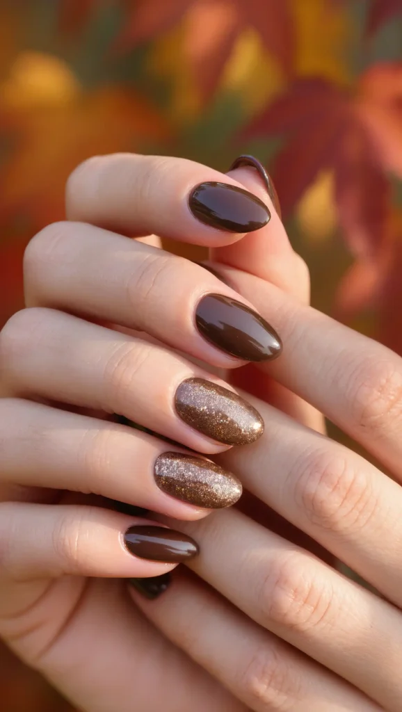 25 Fall Glitter Nail Ideas 2026: Sparkling Manicures That Light Up Autumn 3 Espresso Sugar Sparkle
