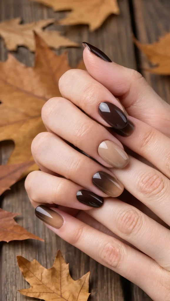 25 Fall Ombré Nail Ideas 2026: Beautiful Gradient Manicures for a Cozy Autumn Look 9 Espresso to Caramel Fade