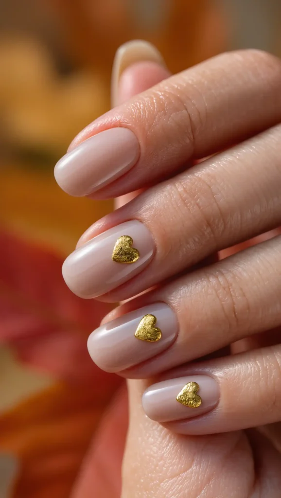 24 Fall Date Night Nails Ideas 2026: Romantic Manicures That Make Every Outfit More Stylish 13 Fine Gold Heart Details
