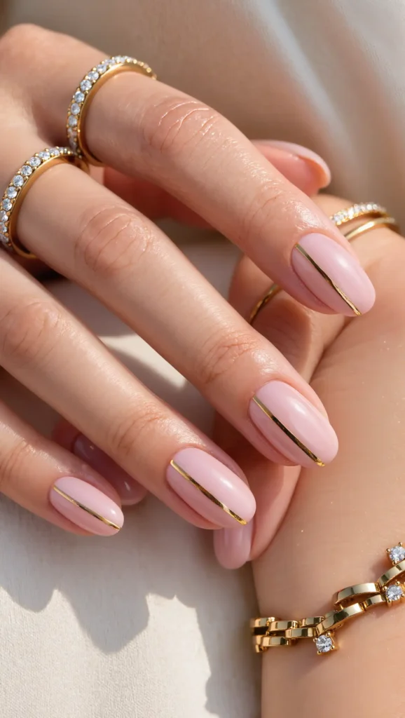 Fine Gold Stripe Nails