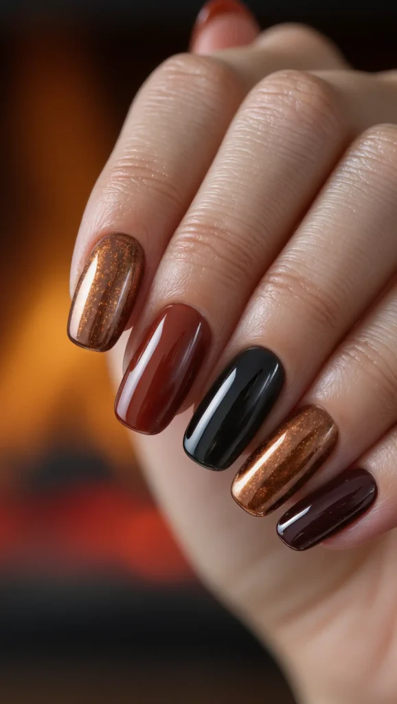 24 Fall Gradient Nail Ideas 2026: Stunning Color Blends for the Perfect Autumn Manicure 25 Fireside Ember Gradient