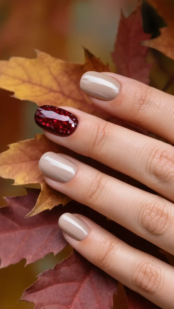 Garnet Gem Accent Nails