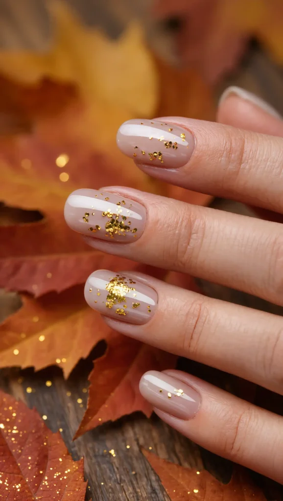 Gold Confetti Accent Nails