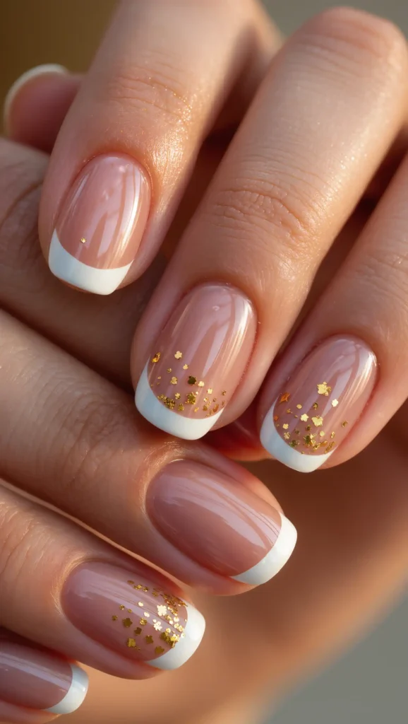 Golden Confetti French Tips