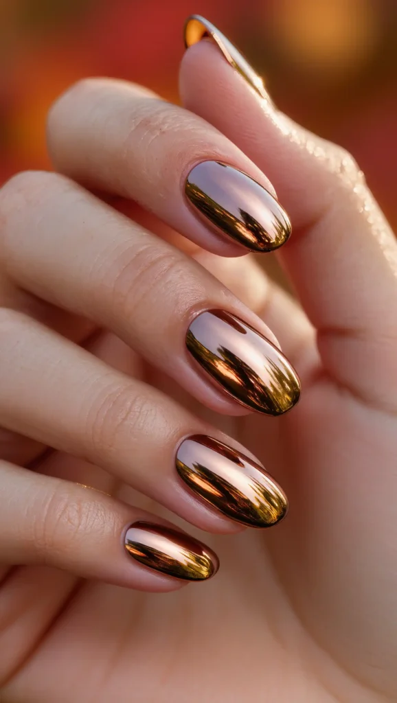 Golden Ember Reflective Nails