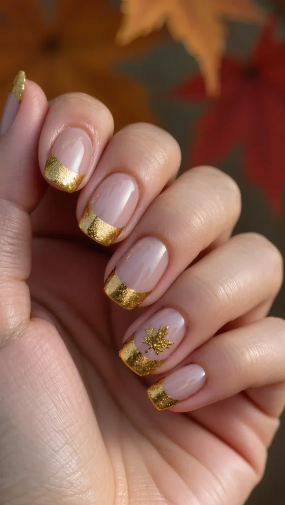 25 Fall Glitter Nail Ideas 2026: Sparkling Manicures That Light Up Autumn 5 Golden Maple Glitter Tips