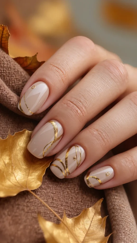 25 Fall Swirl Nail Ideas 2026: Artistic Manicures with a Cozy Autumn Twist 19 Golden Wheat Waves
