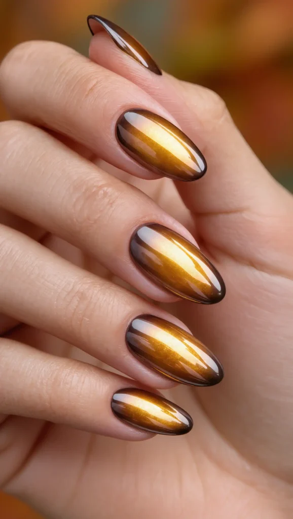 24 Fall Aura Nails Ideas 2026: Dreamy Gradient Manicures You'll Want All Season 8 Honey Bronze Aura