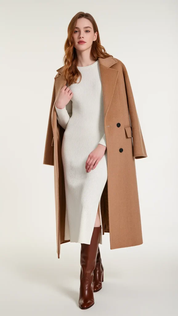 24 Cozy Fall Outfit Ideas 2026: Effortlessly Chic Looks to Wear All Season 3 Knit Midi Dress with Knee-High Boots
