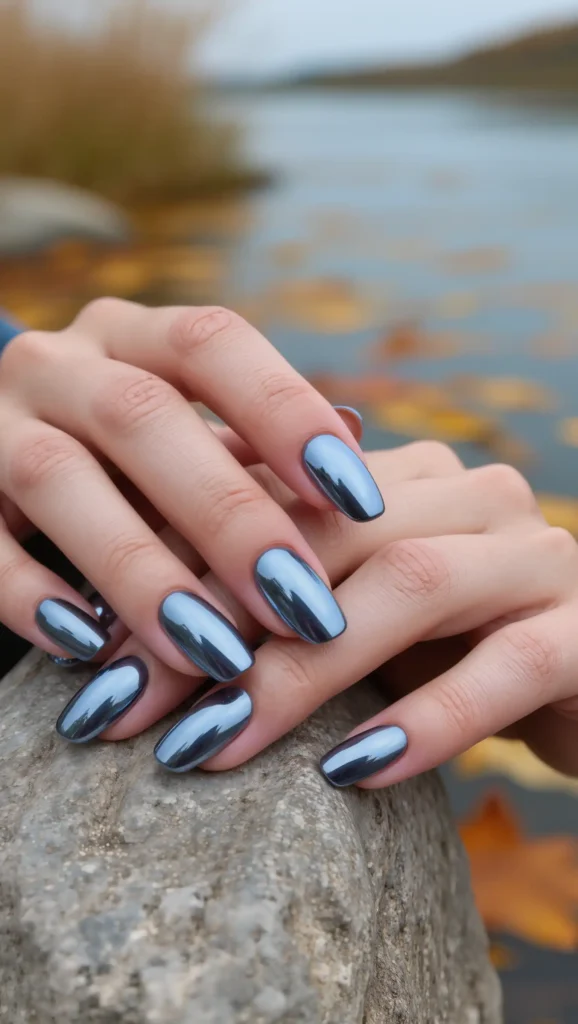 25 Fall Vacation Nail Ideas 2026: Stylish Manicures for Every Autumn Getaway 16 Lake Reflection Nails