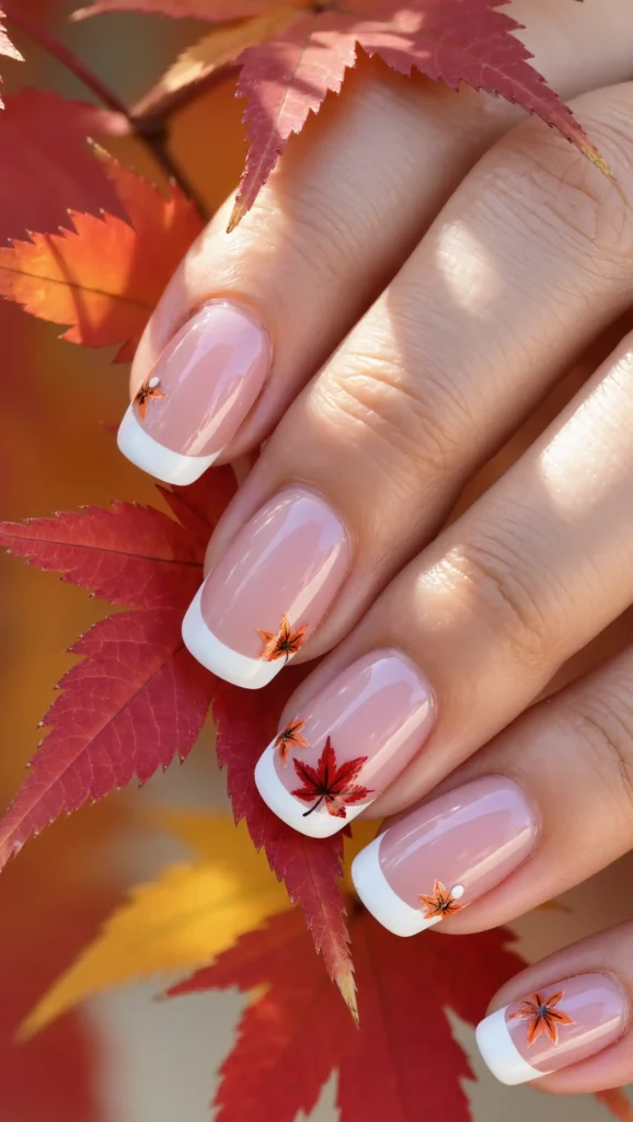 24 Fall Flower Nail Art Ideas 2026: Elegant Floral Manicures Inspired by Autumn Blooms 14 Maple Blossom Tips