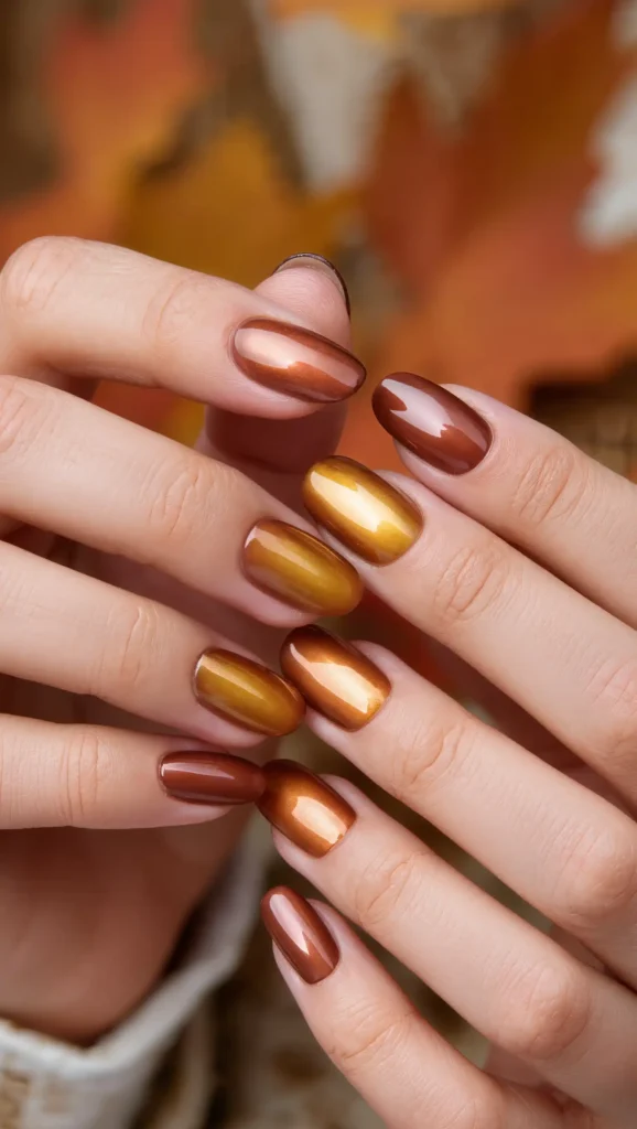 24 Fall Aura Nails Ideas 2026: Dreamy Gradient Manicures You'll Want All Season 2 Maple Glow Aura