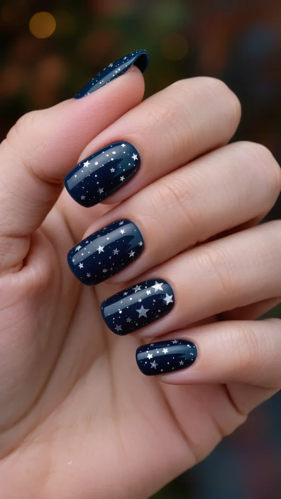 25 Fall Glitter Nail Ideas 2026: Sparkling Manicures That Light Up Autumn 9 Midnight Constellation Nails