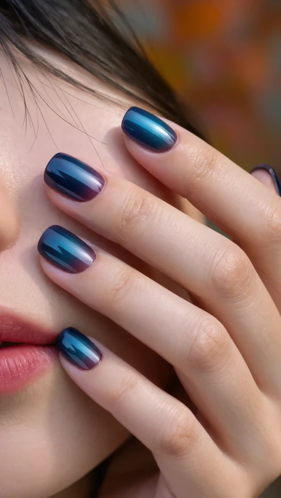 25 Fall Ombré Nail Ideas 2026: Beautiful Gradient Manicures for a Cozy Autumn Look 15 Midnight Navy Ombré