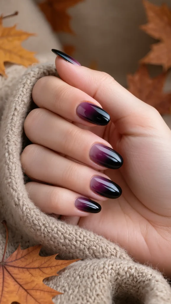 24 Fall Date Night Nails Ideas 2026: Romantic Manicures That Make Every Outfit More Stylish 8 Midnight Plum Ombré