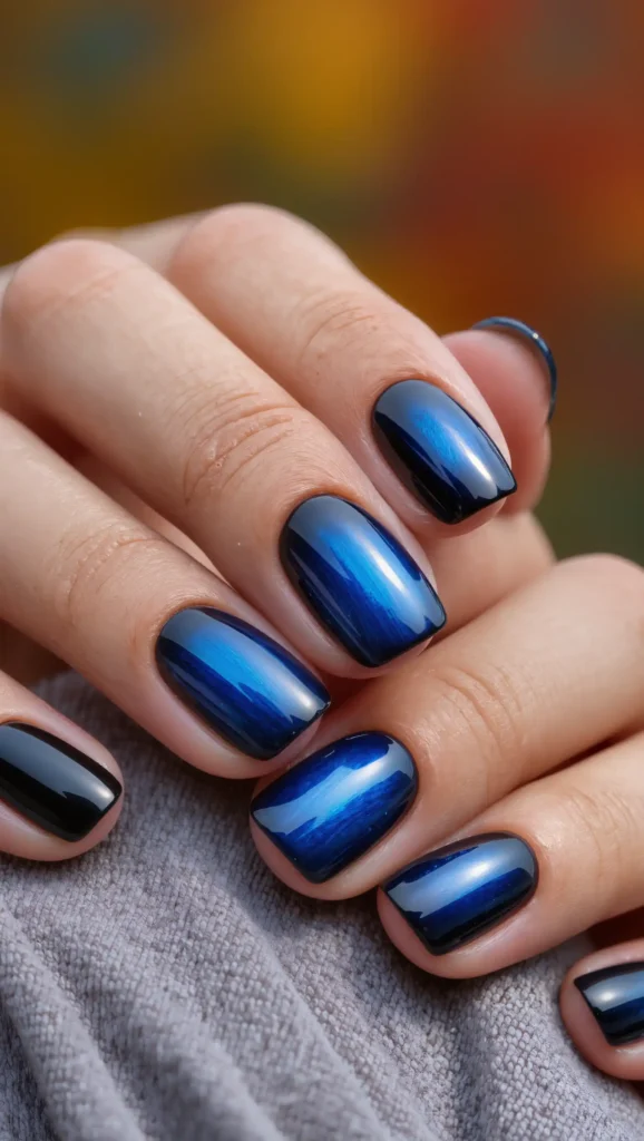 24 Fall Aura Nails Ideas 2026: Dreamy Gradient Manicures You'll Want All Season 9 Midnight Sapphire Aura