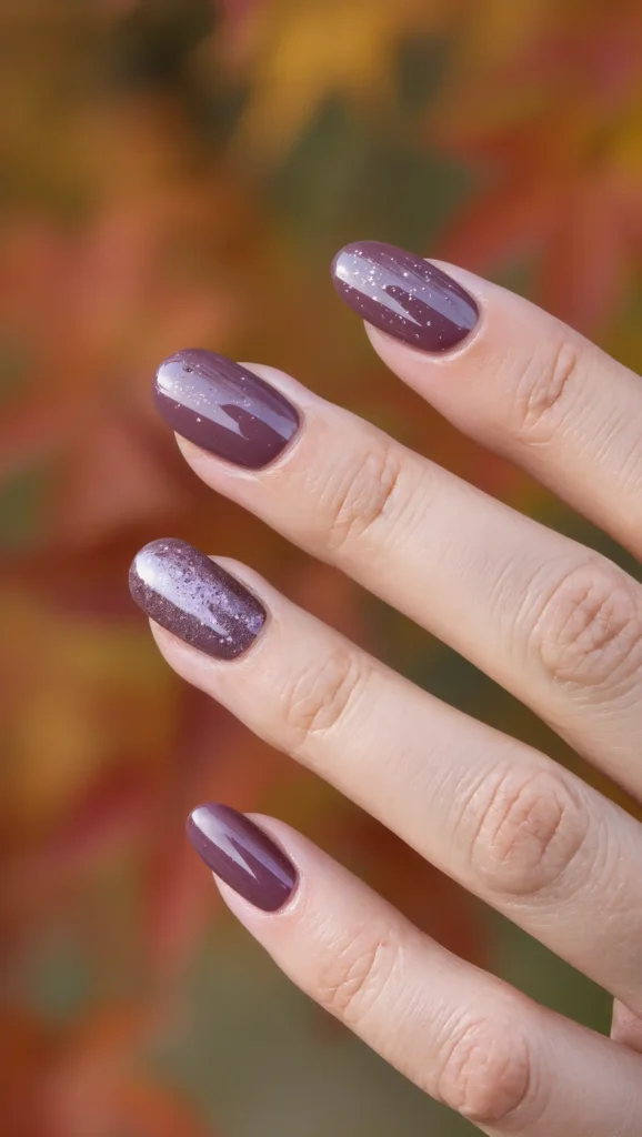 25 Fall Glitter Nail Ideas 2026: Sparkling Manicures That Light Up Autumn 7 Mulberry Crystal Dust