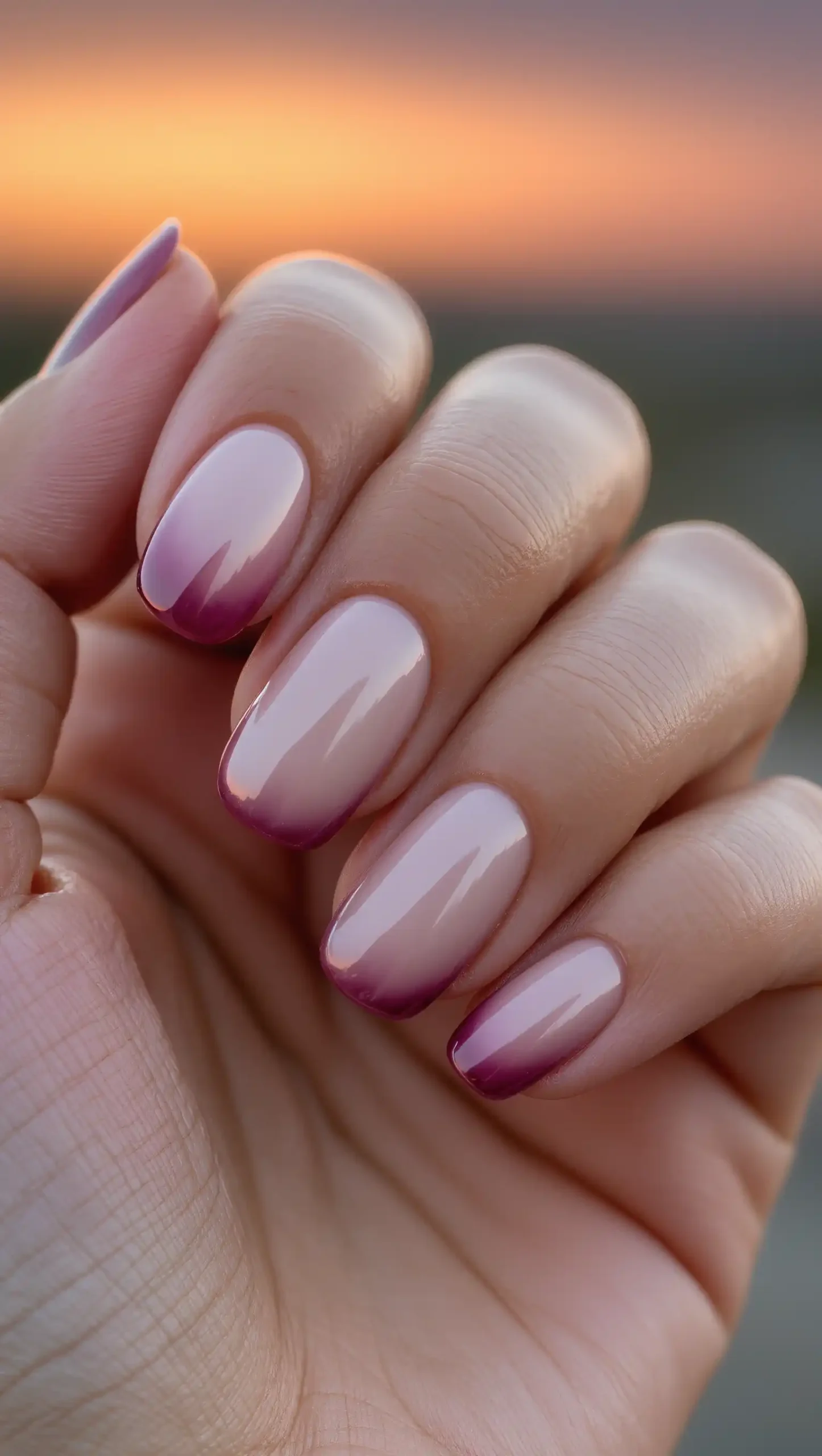 24 Fall Aura Nails Ideas 2026: Dreamy Gradient Manicures You'll Want All Season 1 Mulberry Sunset Aura