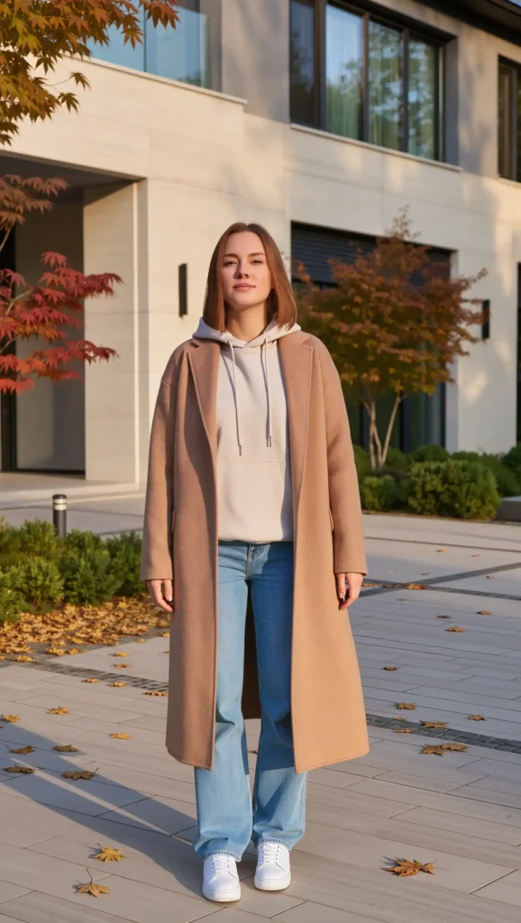 Neutral Hoodie & Wool Coat