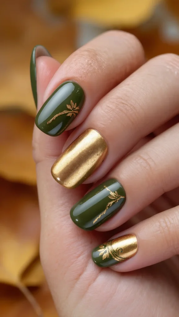 24 Fall Aura Nails Ideas 2026: Dreamy Gradient Manicures You'll Want All Season 21 Olive Gold Aura