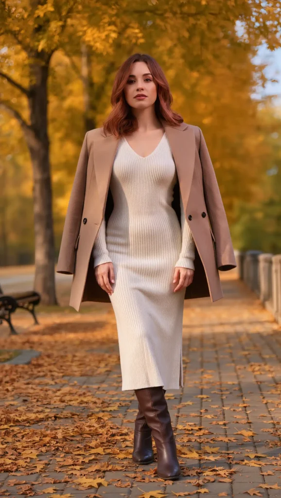 Oversized Blazer Over a Knit Dress