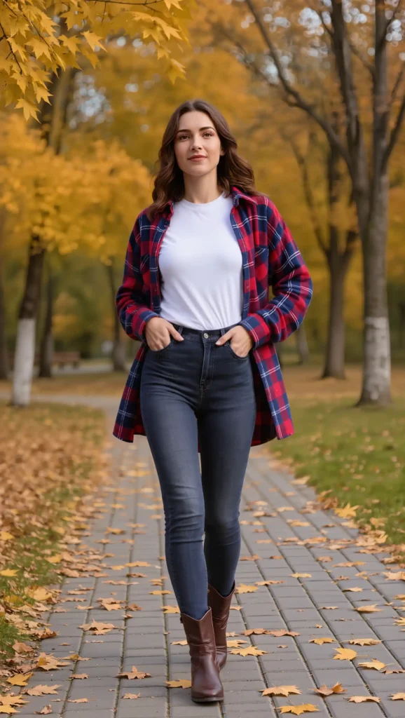 Oversized Flannel & Basic Tee