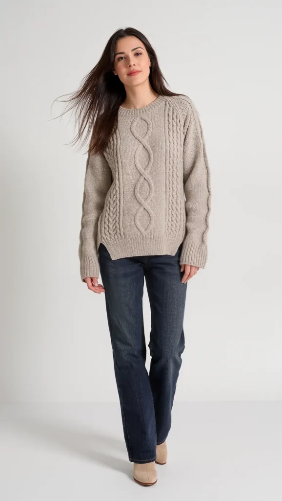 24 Cozy Fall Outfit Ideas 2026: Effortlessly Chic Looks to Wear All Season 2 Oversized Oatmeal Sweater & Straight-Leg Jeans