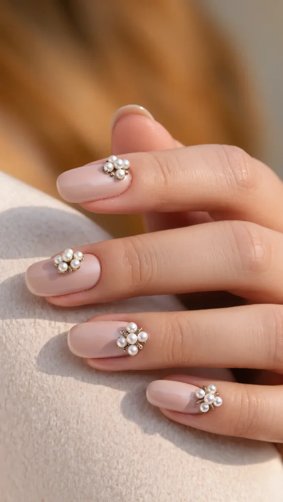 Pearl Bloom Accent Nails