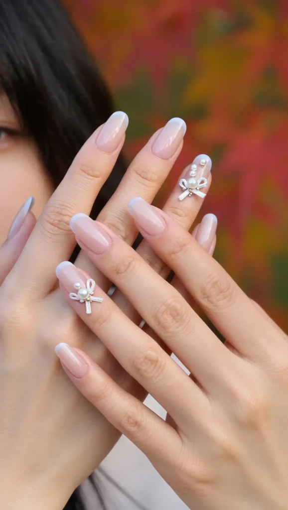 Pearl Ribbon Nails