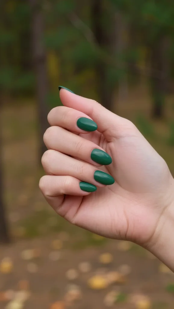 25 Fall Vacation Nail Ideas 2026: Stylish Manicures for Every Autumn Getaway 9 Pine Forest Matte Nails