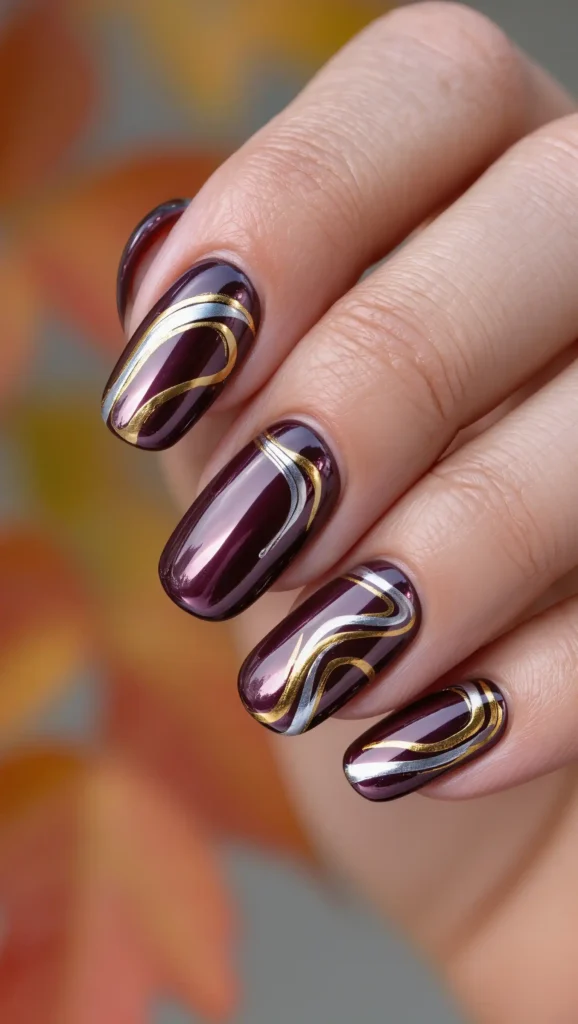 Plum Metallic Waves