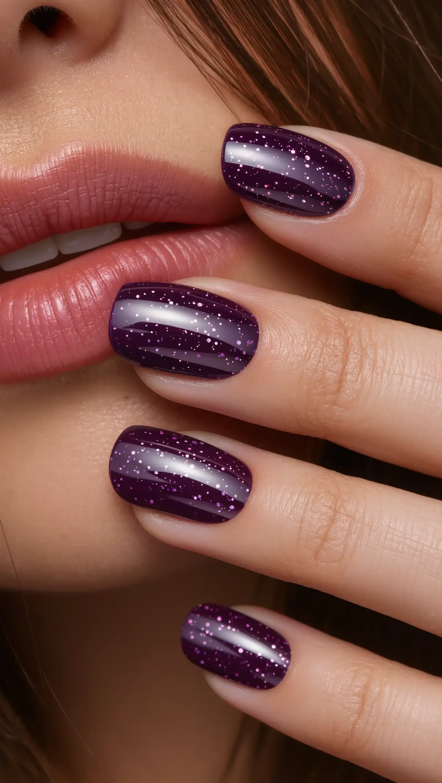 Plum Stardust Nails