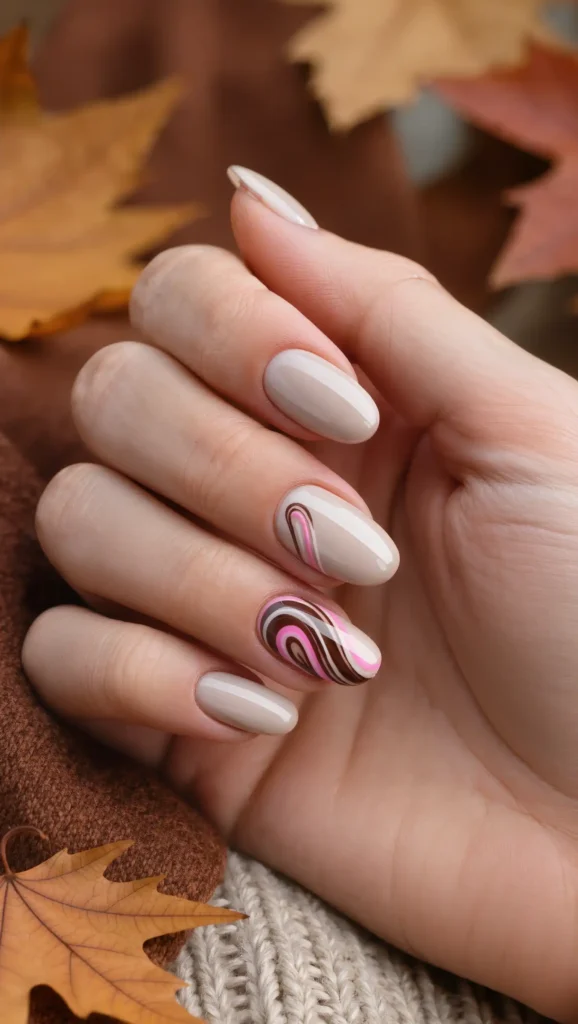 24 Fall Date Night Nails Ideas 2026: Romantic Manicures That Make Every Outfit More Stylish 4 Rose Mocha Swirls