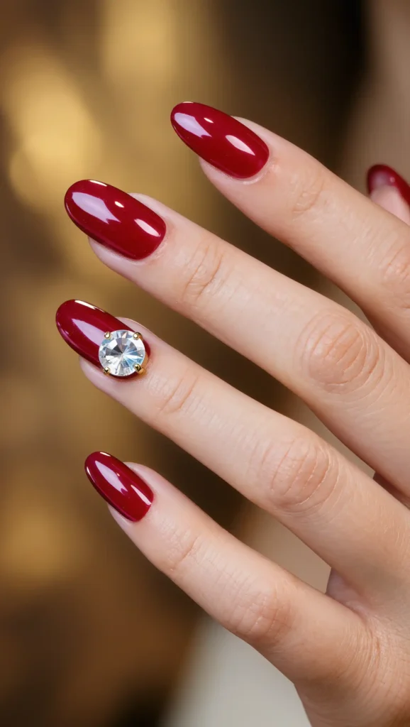 Ruby Crystal Accent Nails