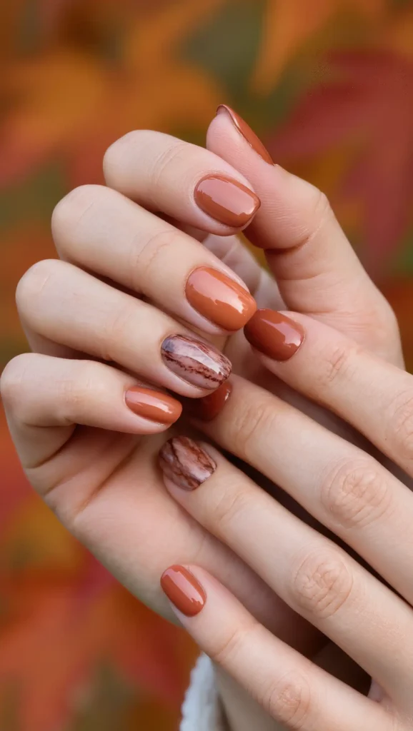 24 Fall Marble Nail Art Ideas 2026: Elegant Stone-Inspired Manicures You'll Love 13 Rust Terracotta Marble