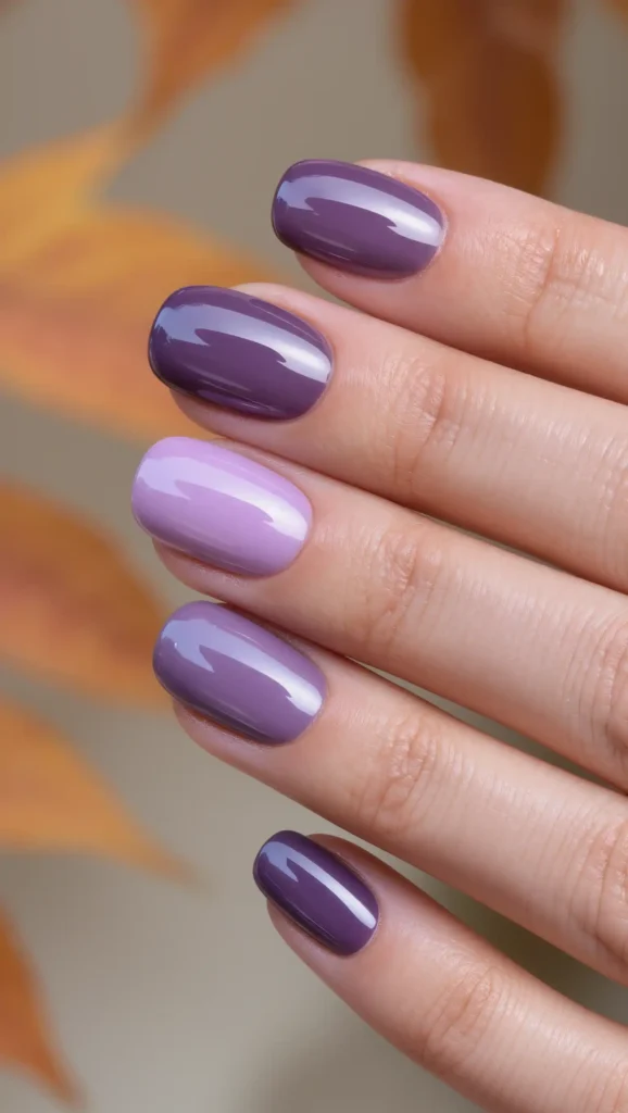 24 Fall Gradient Nail Ideas 2026: Stunning Color Blends for the Perfect Autumn Manicure 19 Smoky Lavender Fade