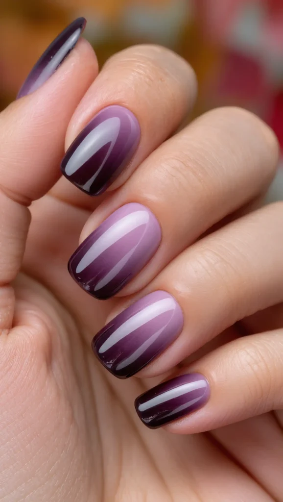 24 Fall Aura Nails Ideas 2026: Dreamy Gradient Manicures You'll Want All Season 7 Smoky Plum Aura