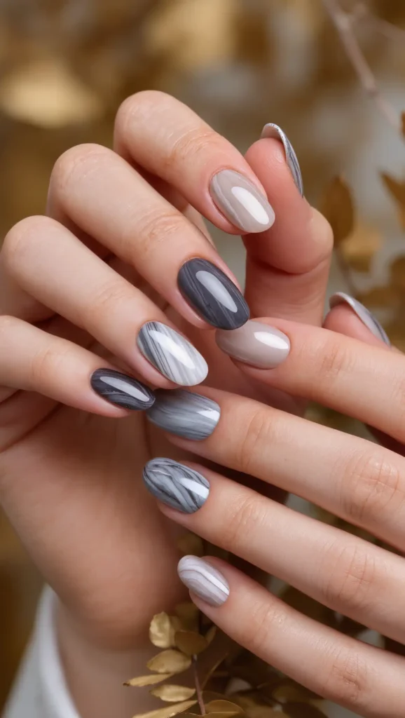24 Fall Marble Nail Art Ideas 2026: Elegant Stone-Inspired Manicures You'll Love 4 Smoky Quartz Nails