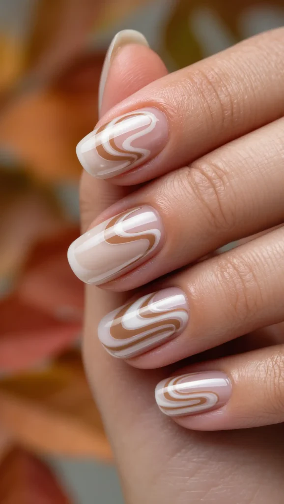25 Fall Swirl Nail Ideas 2026: Artistic Manicures with a Cozy Autumn Twist 15 Soft Cashmere Curves