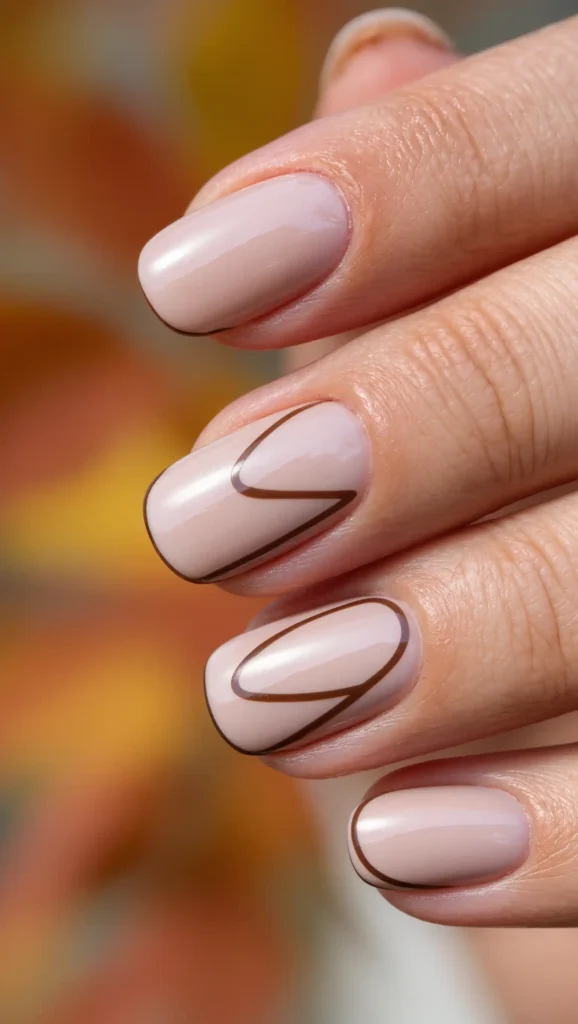 Soft Mocha Outline Nails