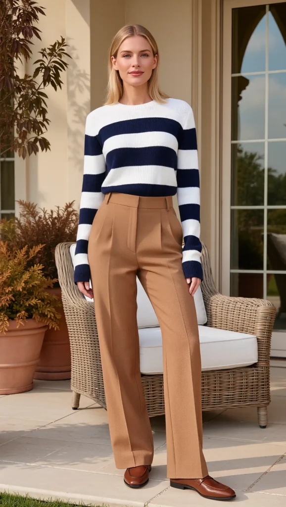 Striped Sweater & Wide-Leg Trousers