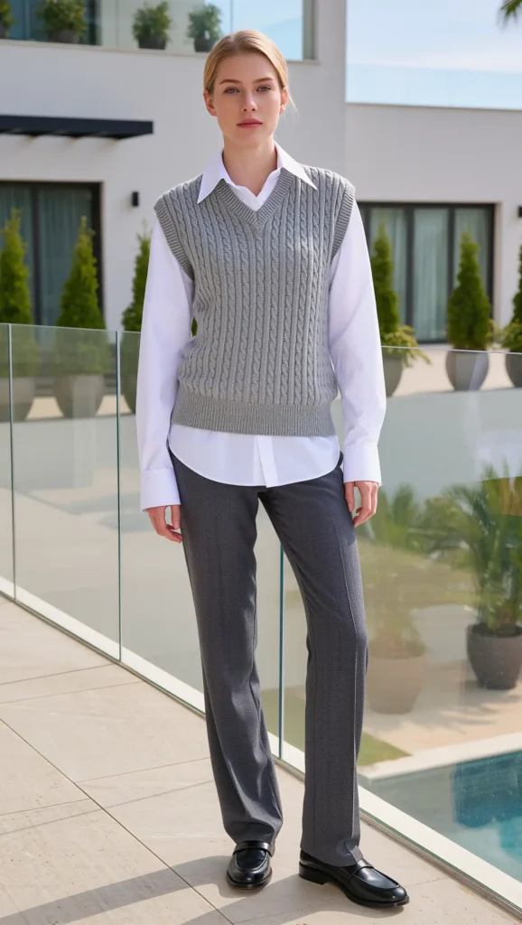 Sweater Vest & Oversized Shirt