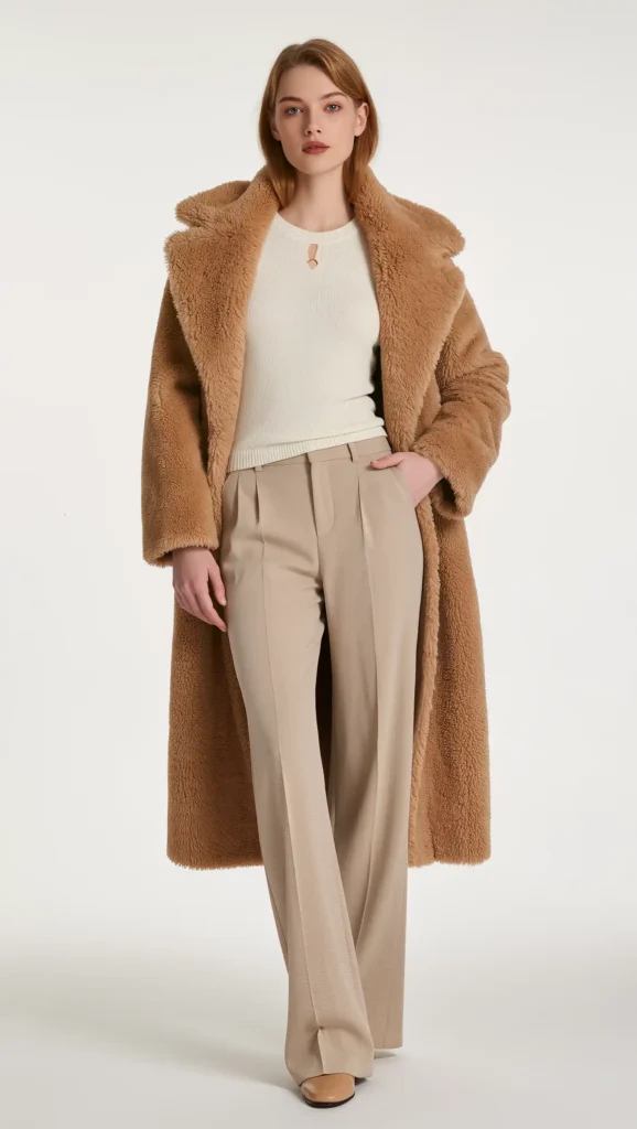 24 Cozy Fall Outfit Ideas 2026: Effortlessly Chic Looks to Wear All Season 22 Teddy Coat & Wide-Leg Trousers
