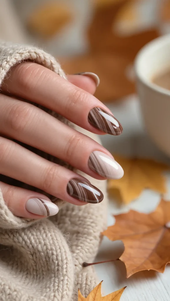 24 Fall Marble Nail Art Ideas 2026: Elegant Stone-Inspired Manicures You'll Love 11 Truffle Cream Marble